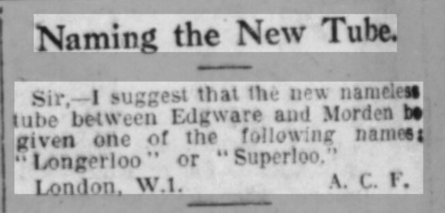 A press cutting saying 'superloo'