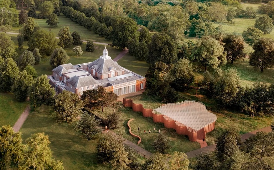 An aerial view of the new pavlions