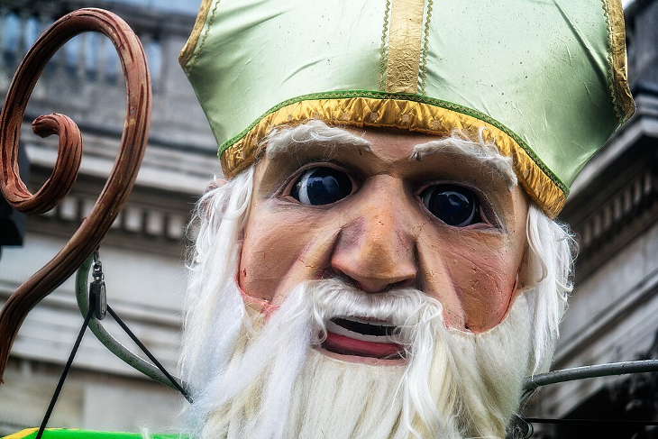 St Patrick's Day London 2026: A large puppet of St Patrick in the St Patrick's Day Parade in London