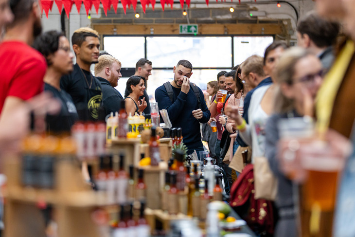 What's on in London in Spring 2026: a man wipes his eyes at the Hot Sauce Festival