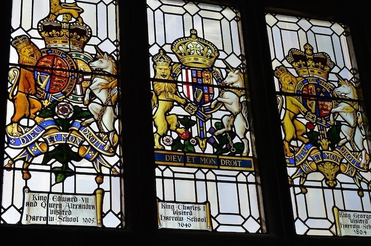 Three royal crests at Harrow School