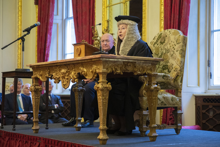 A judge passing judgement at the trial