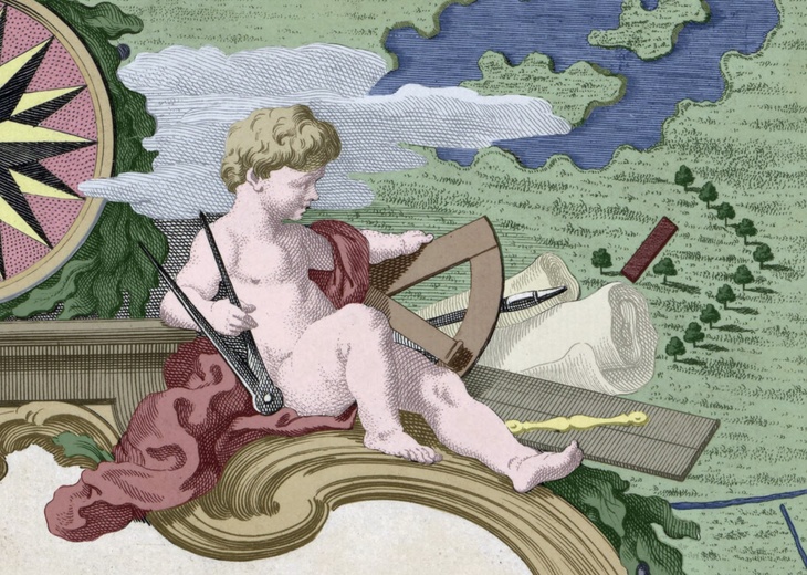 A cherub in a cartouche