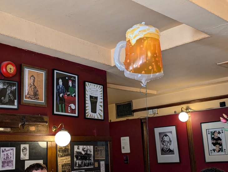A beer balloon floating in the pub