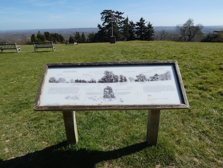A garden overlooking a view, with an information board to tell you what you're looking at