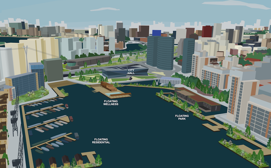 Floating park and other facilities in Victoria Dock