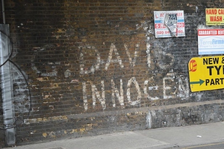 G. Davis is innocent graffiti in Limehouse