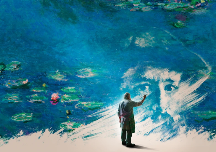 What's on in London March 2026: a man standing in front of a huge version of Monet's Water Lillies