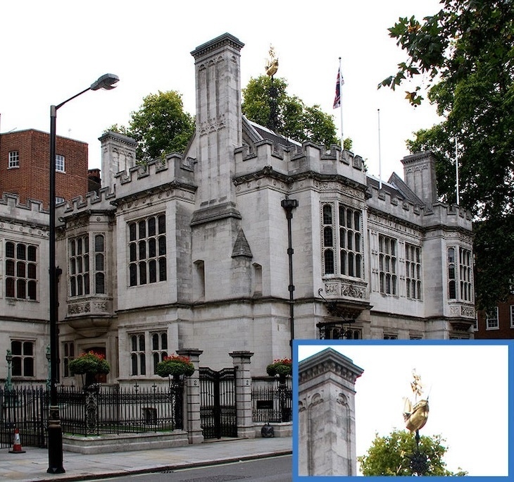 Two Temple Place with inset showing weather vane