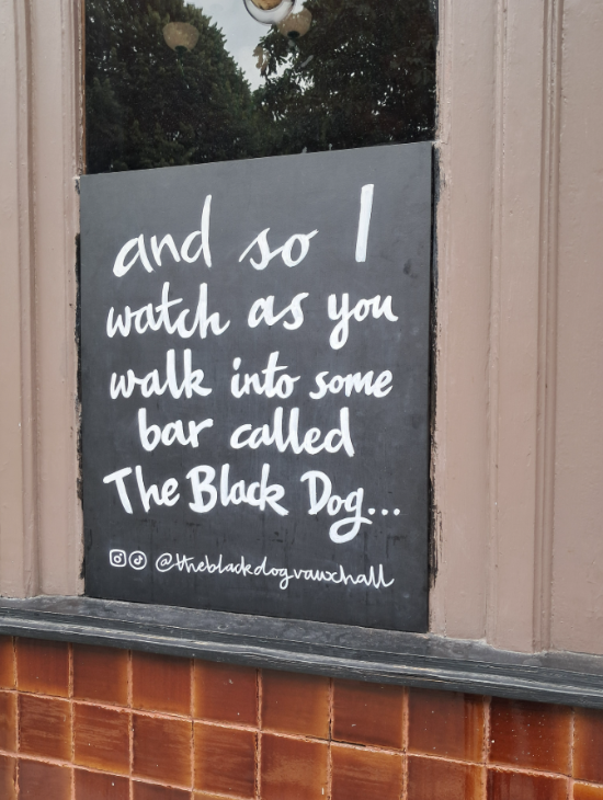Taylor Swift's London: a chalk board reading 