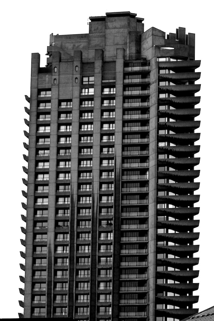 A brutalist tower block