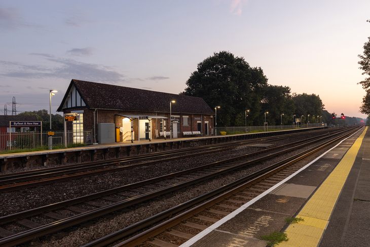 A small station at night