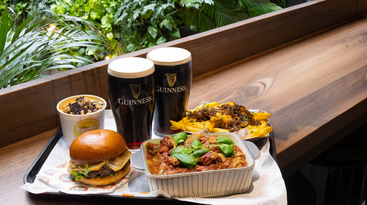 Guinnesses and various Guinness food items