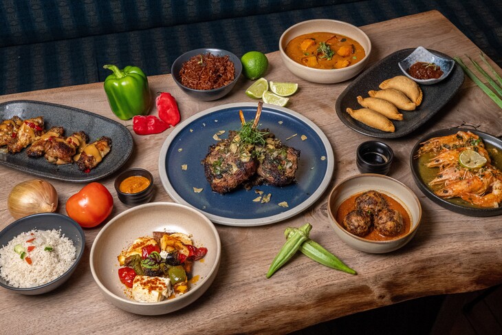 A spread of Senegalese food