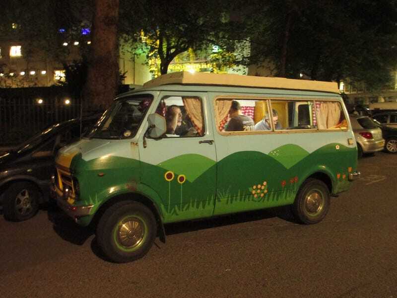 A green camper van