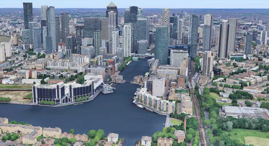عرض Google Earth لكناري وارف اليوم