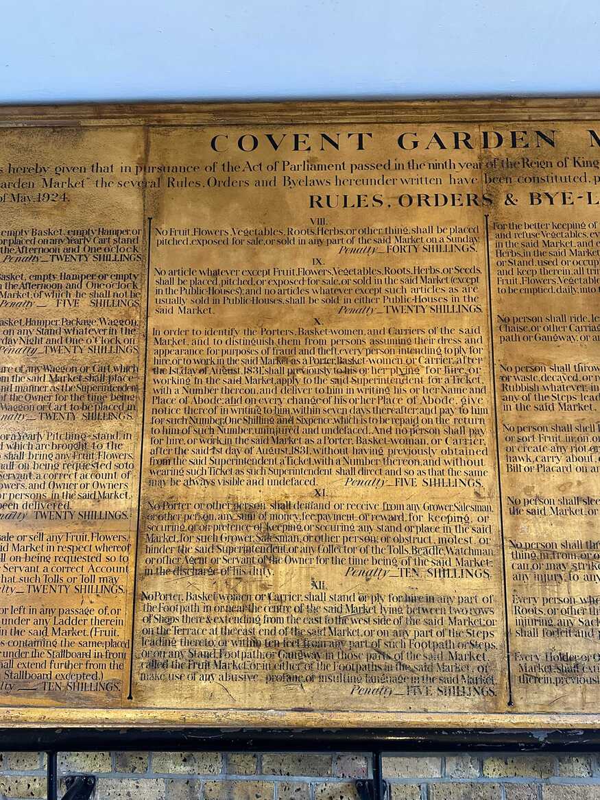 المجموعة الثانية من القواعد من سوق كوفنت جاردن