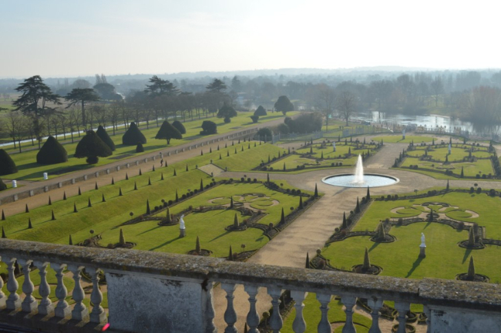 A view over the gardens at Hampton Court Palace gardens