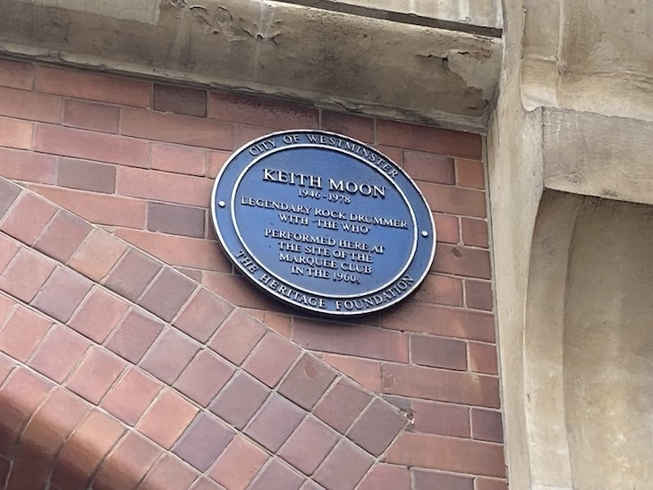 A plaque to Keith Moon in soho