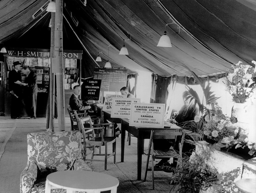 A tent with cable grams and an early WH Smith