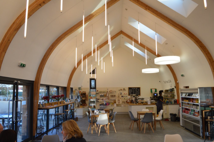 Best things to do in outer London:  a cafe inside a building with a vaulted ceiling