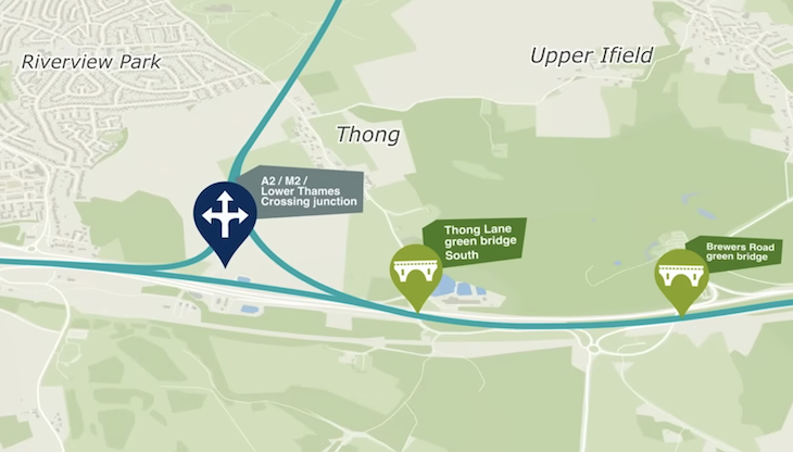 The village of Thong in Kent beside the new link road to the lower thames crossing