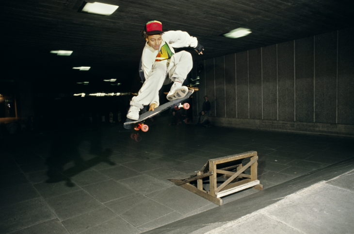 What's on in London in April 2026: a photo of a skateboarder pulling a trick in the Undercroft at Southbank Centre