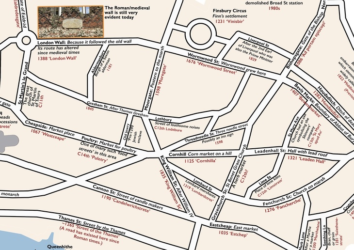 A map of City of London streets