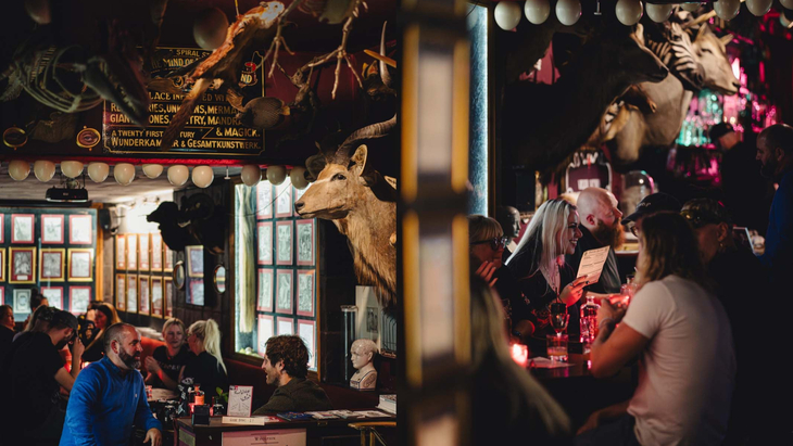 A dive bar with taxidermy