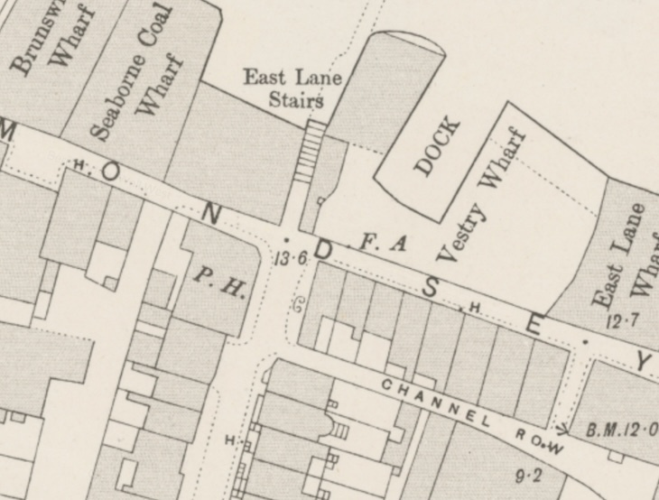 A map of Bermondsey river front from 1896