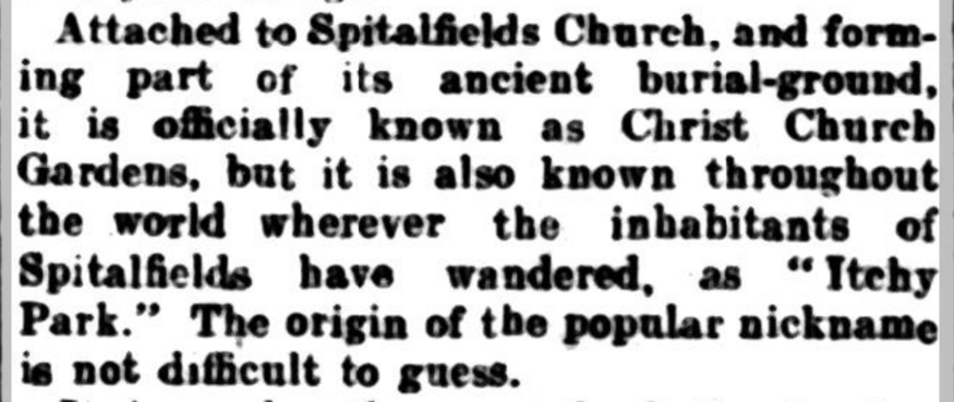A press cutting of 1904 about Itchy Park