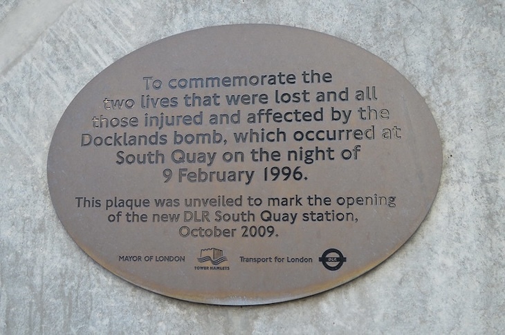 South quay bomb plaque