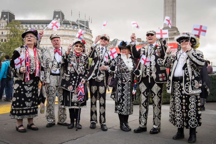 Top events London this weekend: the Pearly Kings and Queens waving flags in Trafalgar Square
