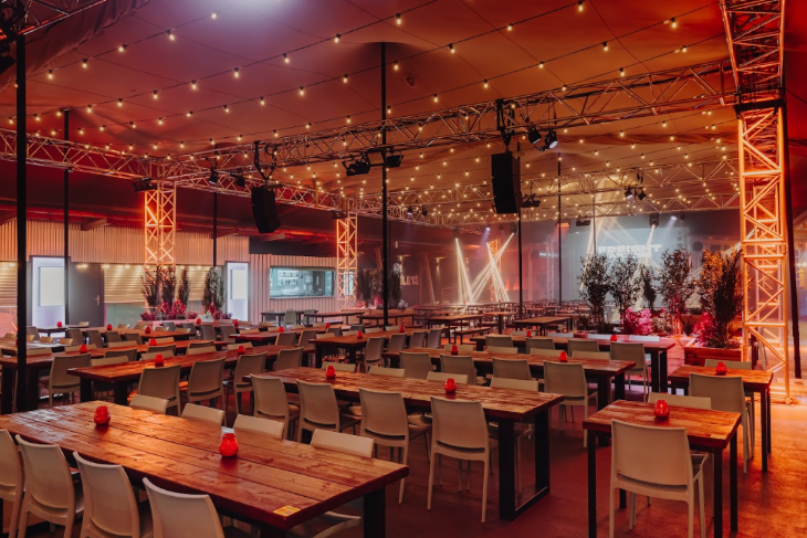 Top things to do in London in May 2026: the interior of  a bar/food hall venue, without any people