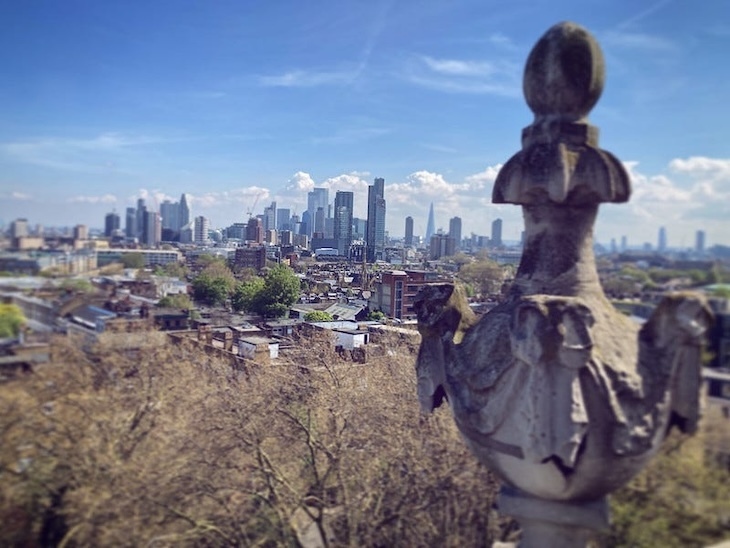 View from the top of St Mary's church Islington, looking towards the City of London