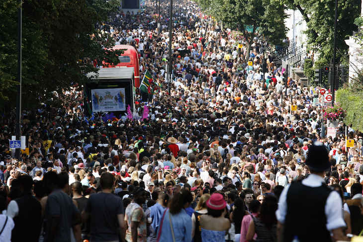 Notting Hill Carnival 2026: A street filled with crowds of people