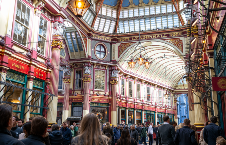 Crowds inside Leadenhall Market