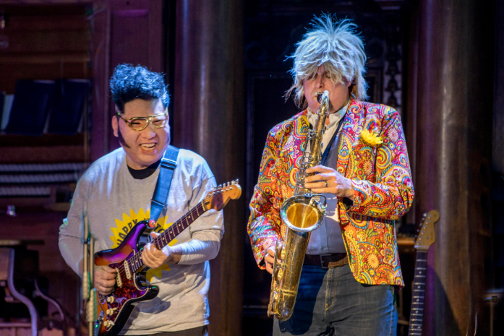 Things to do in London in July 2026: a guitarist and trombonist dressed as Kim Jong un and Donald Trump