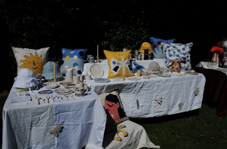 What's on in London this weekend: a stall displaying cushions and ceramic wares