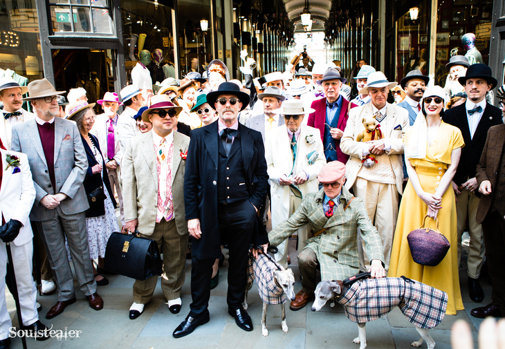 Top events in London this weekend: a group of people dressed up, in front of a shopping arcade