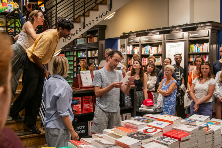 Top events in London today: a crowd of people gathered around a table of books in Waterstones