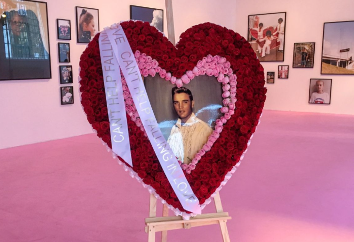 Top events in London today: a photograph of Elvis Presley in a heart-shaped frame of red and pink roses