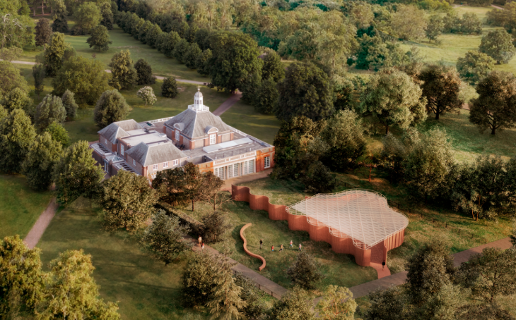 Top events in London today: a bird's eye view of what the Serpentine Pavilion will looks like alongside the gallery