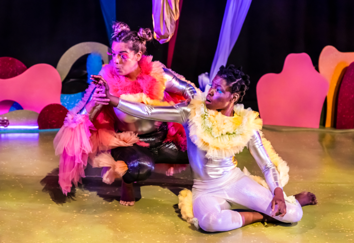 What's on in London this weekend: two performers on stage in colourful, shiny costumes