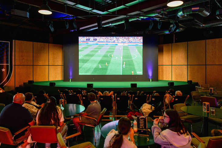 People watching football on the big screen