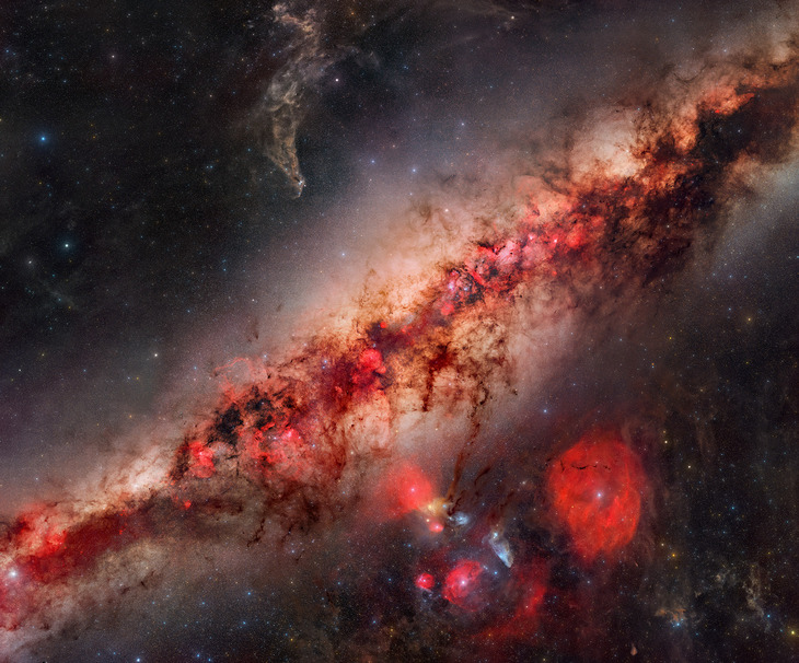 A stunning blood red Milky Way