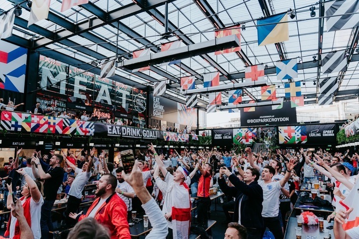 People celebrating at Boxpark