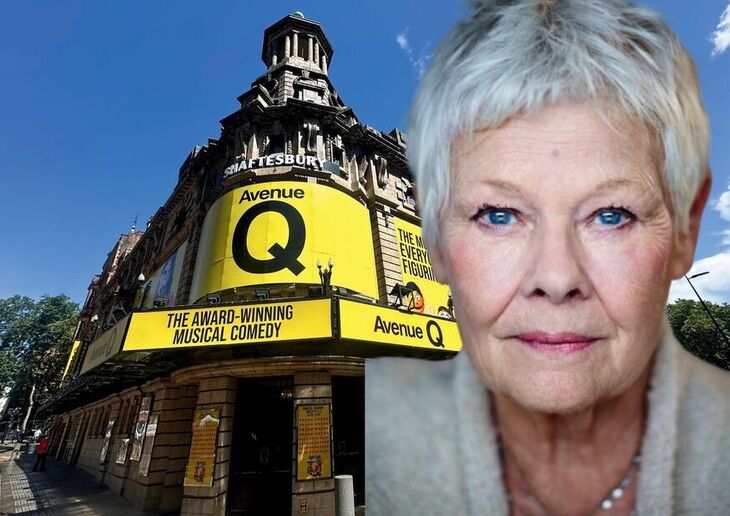 Judi Dench in front of the Shaftesbury Theatre