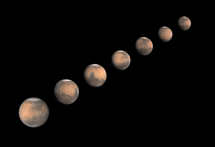 Mars at various degrees