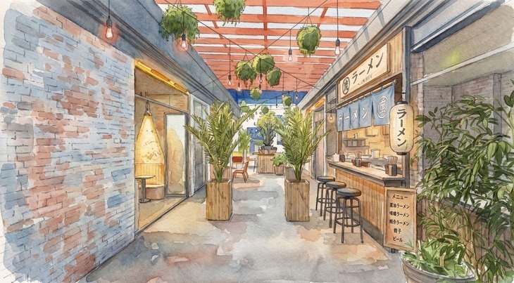 A mock-up of the market